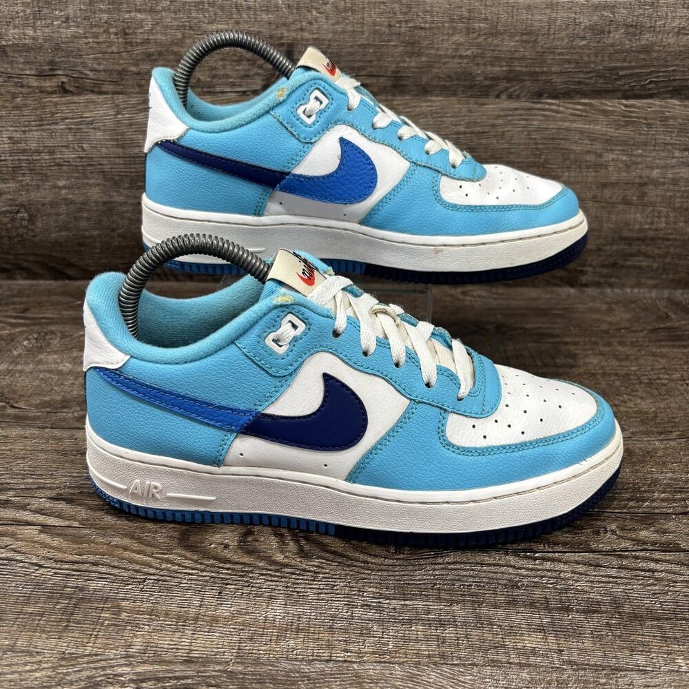 Nike Air Force 1 Low Shoes Youth 6Y White Blue Colorblock Sneakers DZ2660-100